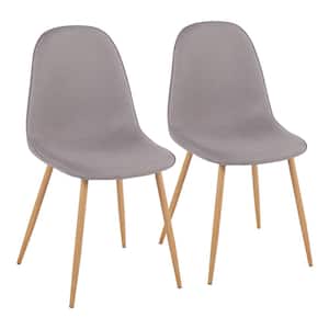 Pebble Light Grey Fabric and Natural Metal Dining Chair (Set of 2)
