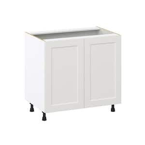 Littleton 36 in. W x 24 in. D x 34.5 in. H Painted Gray Shaker Assembled Base Kitchen Cabinet with 3 Inner Drawers