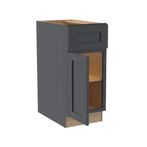 Newport 15 in. W x 24 in. D x 34.5 in. H Assembled Plywood Base Kitchen Cabinet in Deep Onyx with Soft Close LH