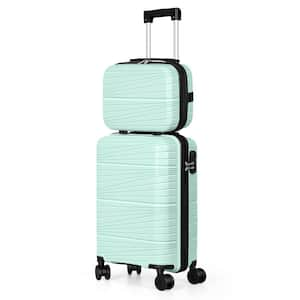 2 Piece Carry On Luggage Sets, ABS Hardside Suitcases with Spinner Wheels and TSA Lock Blue, 14 in. Plus 20 in.