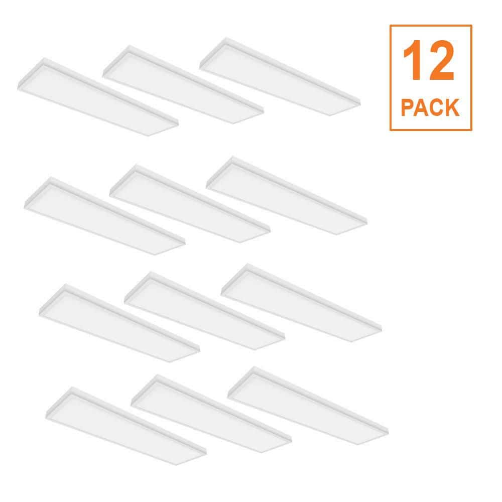 ETI LIGHTING 12-Pack PIVOT 4 ft. x 8 in. LED Flush Mount Ceiling Light ...