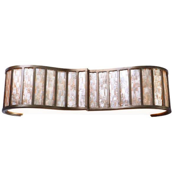 Varaluz Affinity 3-Light New Bronze Bath Vanity Light with Towers of Natural Capiz
