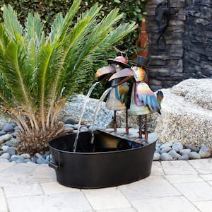 20 in. Tall Outdoor Metal Crow Water Fountain Yard Art Decor