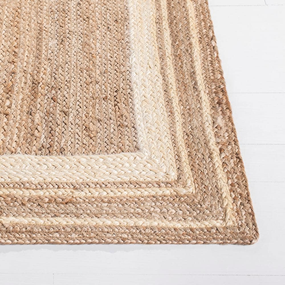 Ivory and Natural Jute Handmade 9' x 12' Area Rug