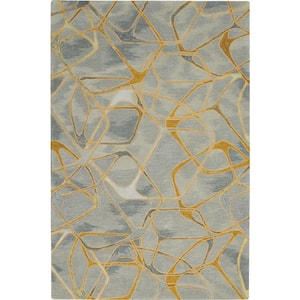 Symmetry Grey/Yellow 4 ft. x 6 ft. Abstract Contemporary Area Rug