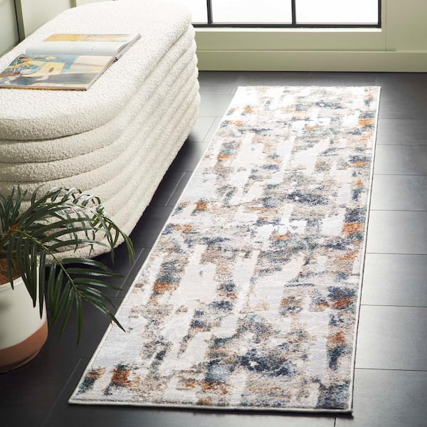 Alenia Gray/Beige 2 ft. x 8 ft. Shattered Abstract Gray/Beige Runner Rug