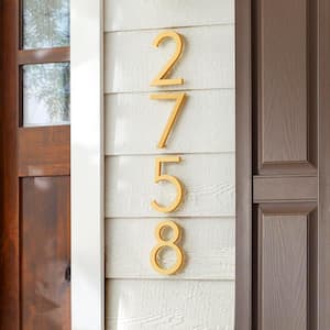 10 in. Brushed Brass Aluminum Floating or Flat Modern House Number 7
