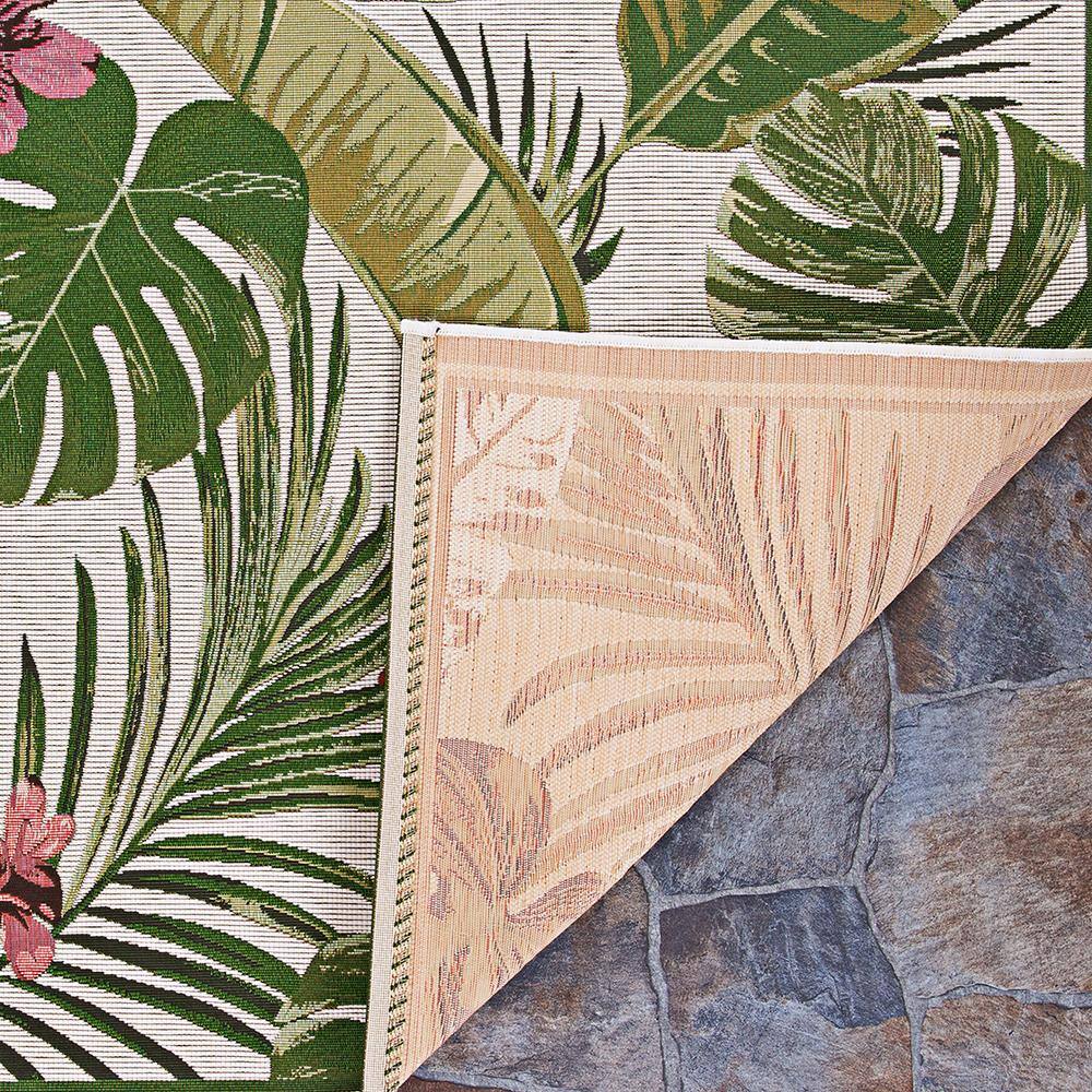 Ivory Floral Essence Flat Woven Synthetic Area Rug, 8' x 11'