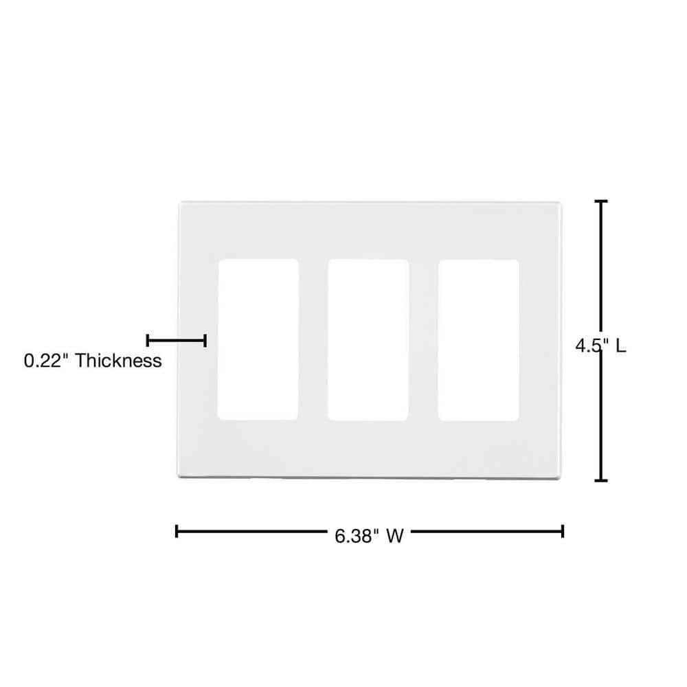 Leviton White 3-Gang Screwless Polycarbonate Wall Plate