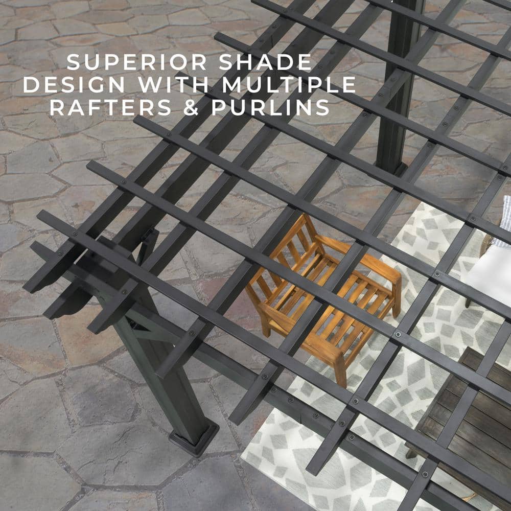 Stratford Black Steel Pergola with Soft Shade Canopy