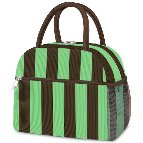 10.6 in Insulated Lunch Bag with Multi Pockets, Leakproof Reusable Corduroy Tote, Watermelon
