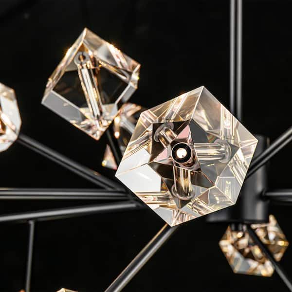 Ellie 18-Light Black Square Crystal Sputnik Chandelier