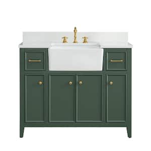 Casey 42 in. W x 22 in. D Bath Vanity in Evergreen with Engineered Stone Vanity Top in Ariston White with White Sink