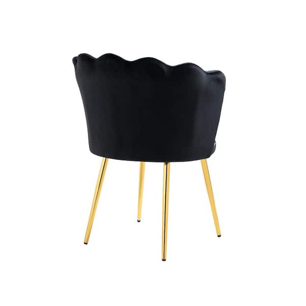 Spaco Black Velvet Shell Shaped Backrest Upholstered Side Chair (Set of 1)