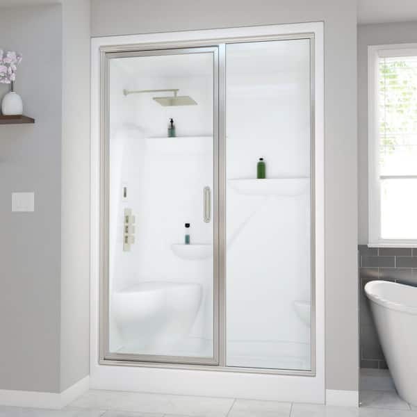 Aquatic Lomita 60 in. L x 36 in. W x 87 in. H Steam Shower Enclosure in White, Right Drain, Brushed Nickel