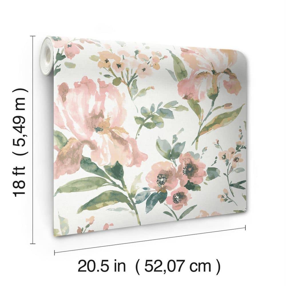 Pink Floral Botanical Peel and Stick Wallpaper Roll