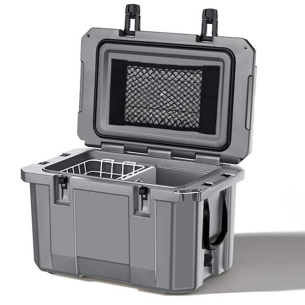 futhork Gray 60 qt. Portable Chest Cooler with Cup Holders, Nylon