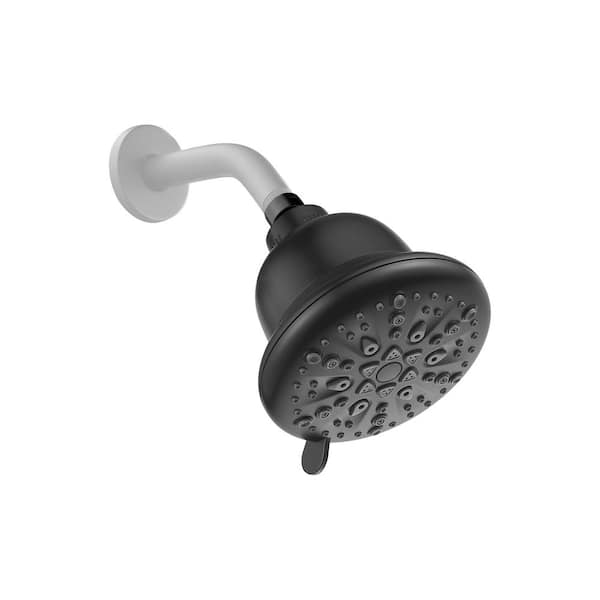 Zalerock Filtration 7-Spray Patterns with 2.0 GPM 5.12 in. Wall Mount Fixed Shower Head in Black