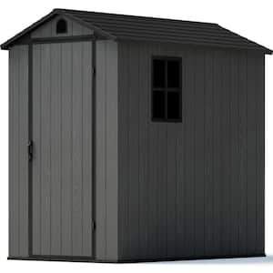 4 ft. W x 6 ft. D Outdoor Storage Gray Plastic Shed with Sloping Roof and Lockable Door in Gray (23 sq. ft.)
