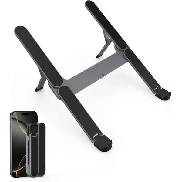 OBJLGEV Ultra Compact Foldable Laptop Stand Portable Ergonomic Aluminum Stand Holder Adjustable Height for Desk Travel Black