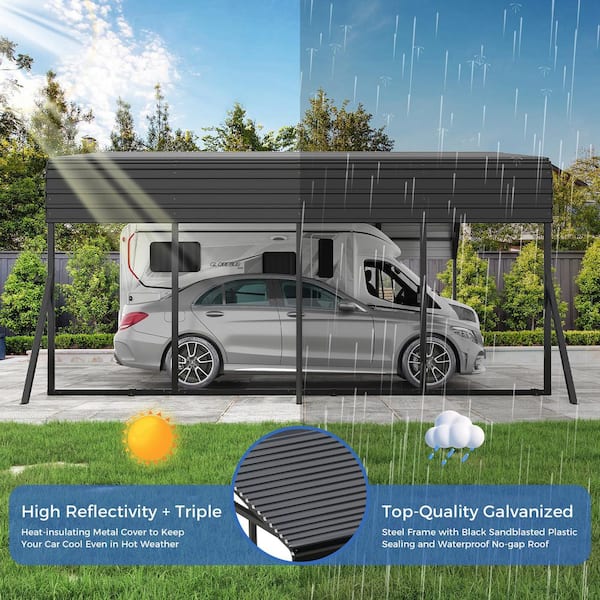 VIWAT 20 ft. W x 20 ft. D Metal Carport, Car Canopy and Shelter