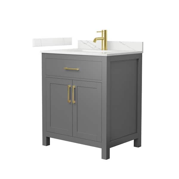 Wyndham Collection Beckett 30 in. Single Freestanding Dark Gray Bath Vanity with Giotto Quartz Top (Assembled)