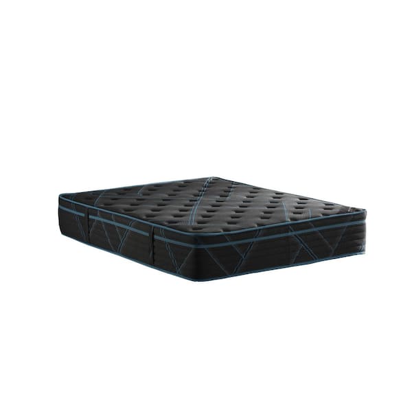 Bordeaux Rest Luxury Eurotop Hybrid Twin Plush Foam, Premium Quilted Cover 13 in. Bed-in-a-Box Mattress, Black/Blue