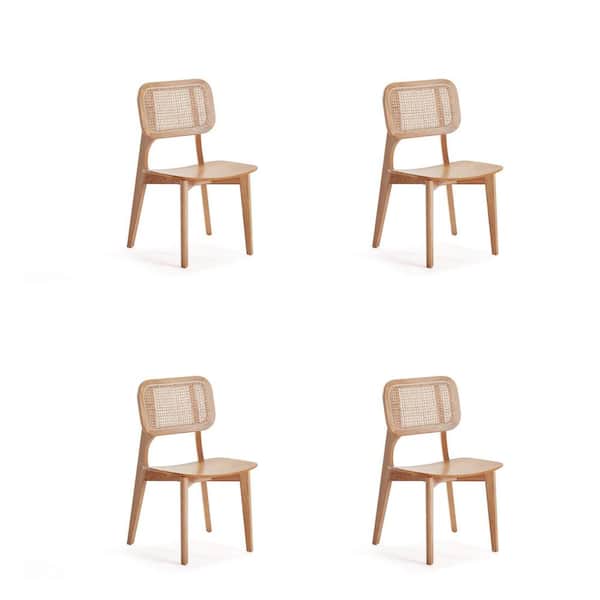 Manhattan Comfort Versailles Nature Cane Square Dining Side Chair (Set of 4)