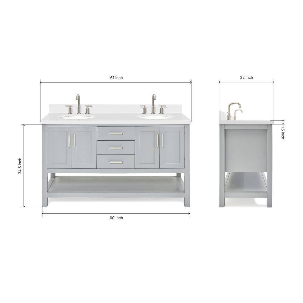Gray Double Freestanding Vanity with White Top