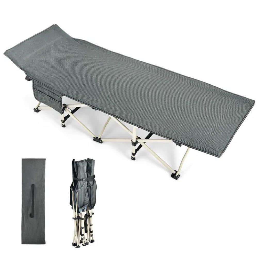 Gray 1-Piece Metal Outdoor Recliner without Sunshade without Cushion