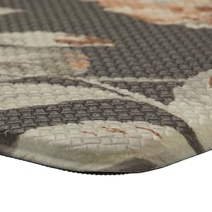 Dark Gray and Rust Floral 17.5 in. x 48 in./17.5 in. x 28 in. Anti-Fatigue Wellness Mat Set