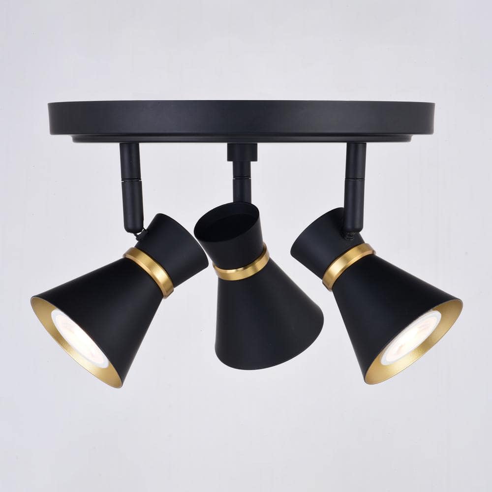 Alto 3-Light Matte Black and Brass LED Ceiling Fixture