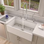 Smooth Farmhouse Apron Fireclay 33 in. Single Basin Kitchen Sink in White