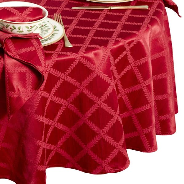 Lenox Laurel Leaf Tablecloth, Red - 70"W x 70"L Round