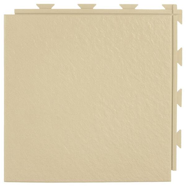 Greatmats Hiddenlock Slate Top Tan 12 in. x 12 in. x 0.25 in. PVC Plastic Interlocking Basement Floor Tile