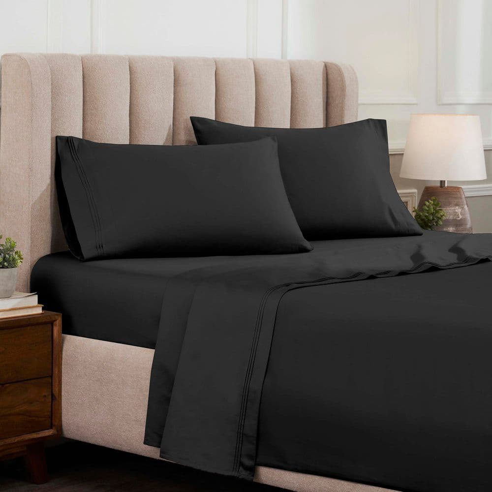 Egyptian Cotton 1500 Thread Count 4-Piece Black Solid Queen Deep Pocket Sheet Set price history on PriceWatchPro