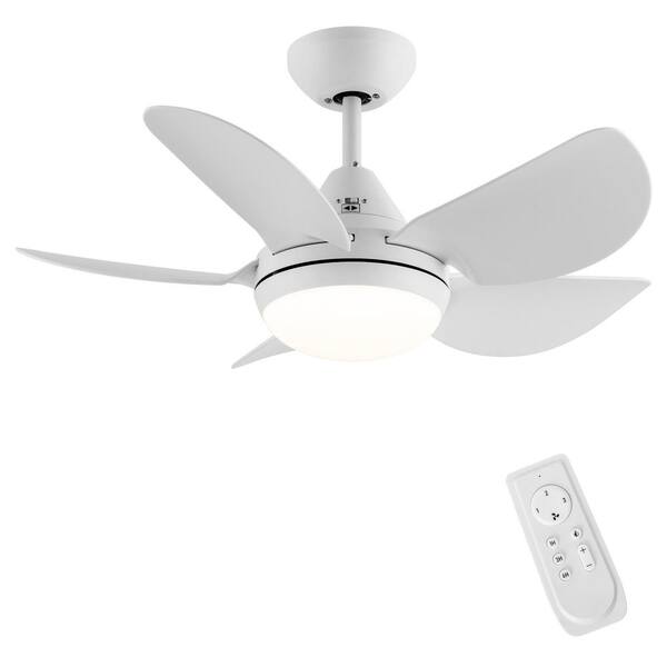 YUHAO Modern 30 in. Indoor Integrated LED Ceiling Fan in White