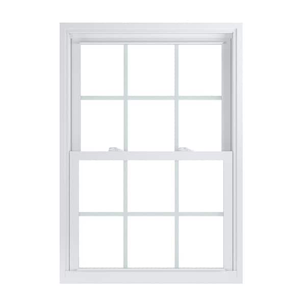American Craftsman 31.75 in. x 45.25 in. 70 Pro Series Low-E Argon Glass Double Hung White Vinyl Replacement Window with Grids, Screen Incl