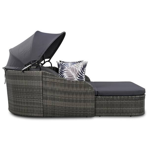 あ*お様 Bayou Double PE Wicker Outdoor Terrace Sunbed Sofa Chaise Lounge