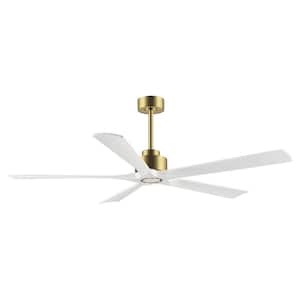 60 in. 6 Fan Speeds Indoor Ceiling Fan in Gold and White with Remote