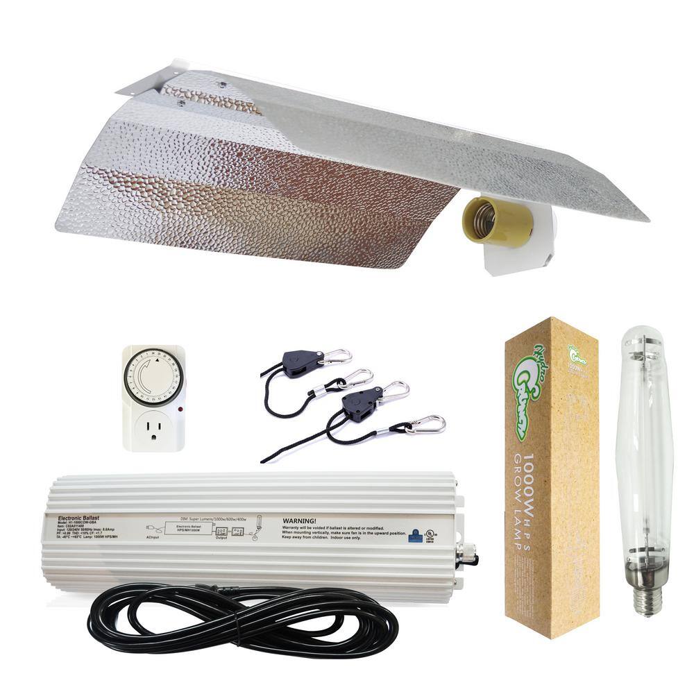 Hydro Crunch 1000Watt HPS Grow Light System with Basic Wing Reflector