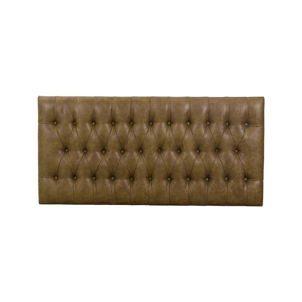 Draper 58" Light Brown Faux Leather Tufted Cocktail Ottoman