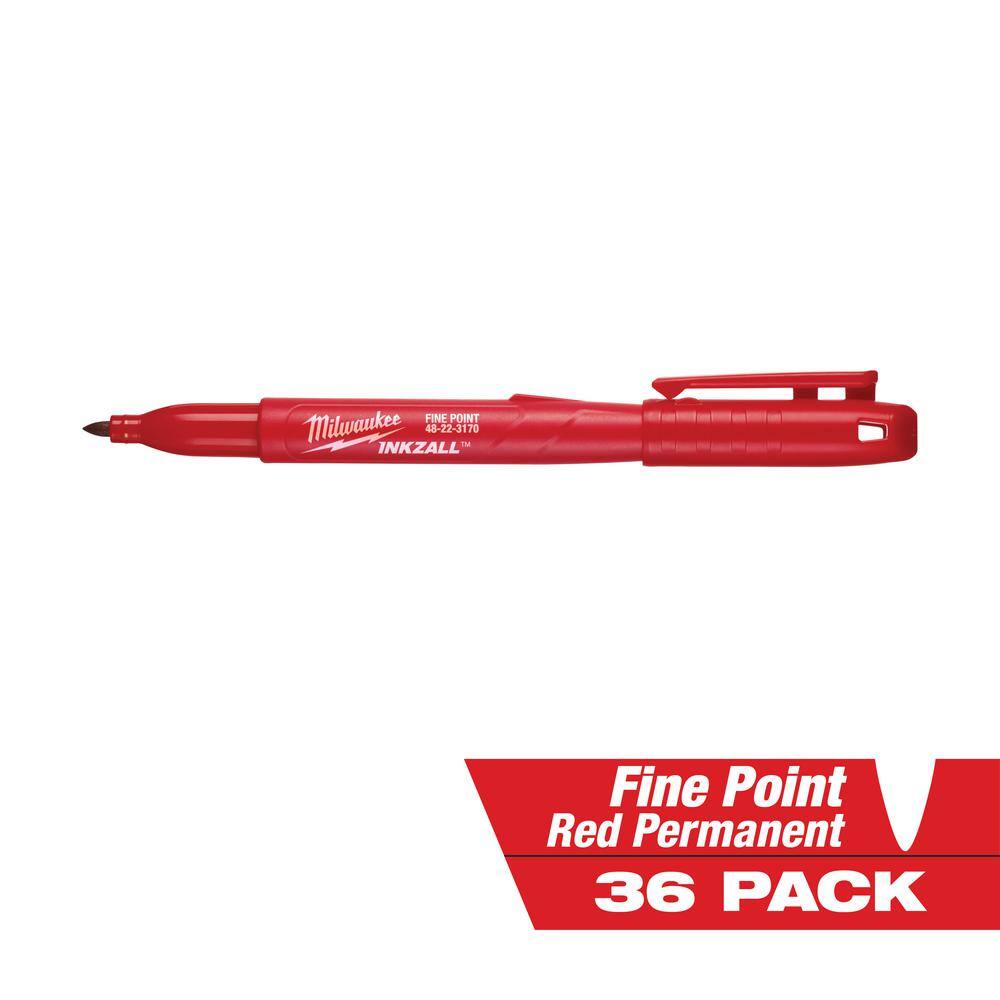 Milwaukee INKZALL Red Fine Point Jobsite Permanent Marker (36-Pack)  48-22-3170-36X - The Home Depot
