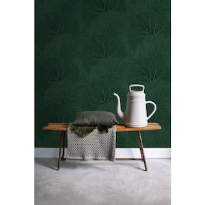 Xylem Green Evergreen Large Leaves Paper Non-Pasted Non-Woven Matte Wallpaper