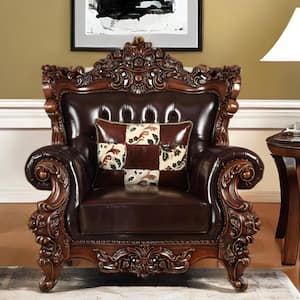 Espresso Wingback Chair Set of 1 with Nail head Trim and Removable and Tufted Cushions