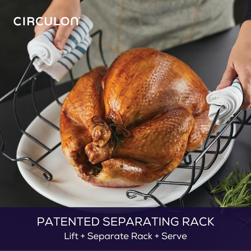 Total 11 qt. in Black, Steel, Roasting Pan with Rack - thumbnail 5