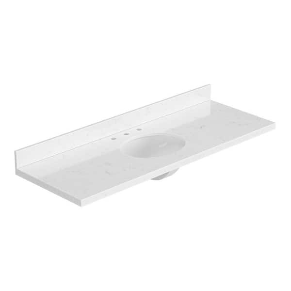 ARIEL 60 in. W x 22 in. D in Carrara White Quartz with 1.5 in