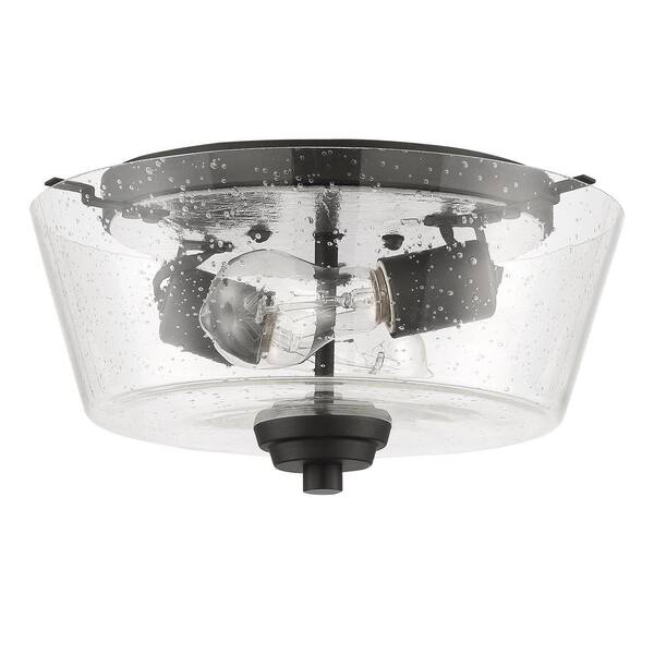 CRAFTMADE Grace 13 in. 2-Light Espresso Transitional Flush Mount with Clear Seeded Glass Shade and No Bulbs Included (1-Pack)