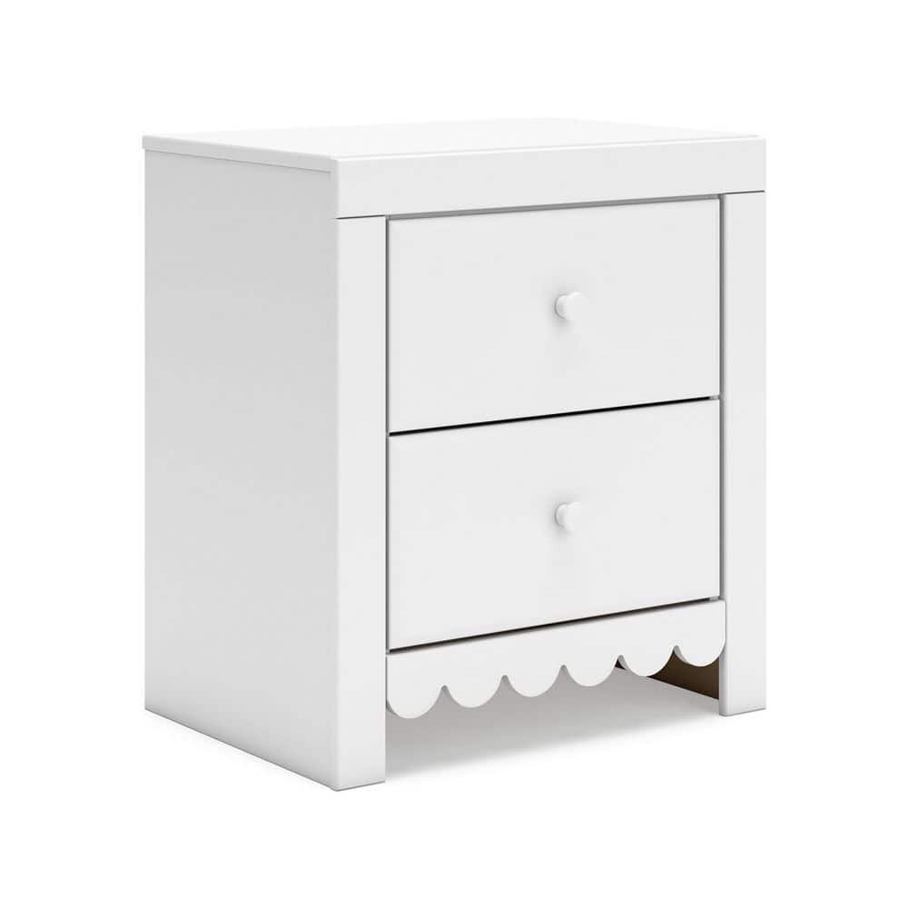 Mollviney Matte White 2 Drawer Nightstand