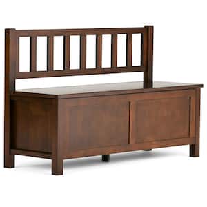 Artisan Solid Wood 47 in. Wide Transitional Entryway Storage Bench in Russet Brown